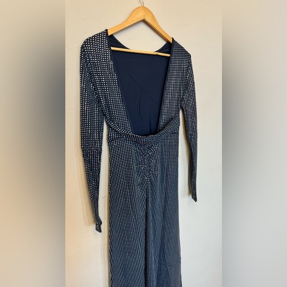 We Wore What Women's 2 Backless Evening Gown Crystal Spandex Maxi Dress Black - Picture 13 of 16